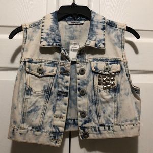 Blue Jean Studded Vest, Color: Cloud